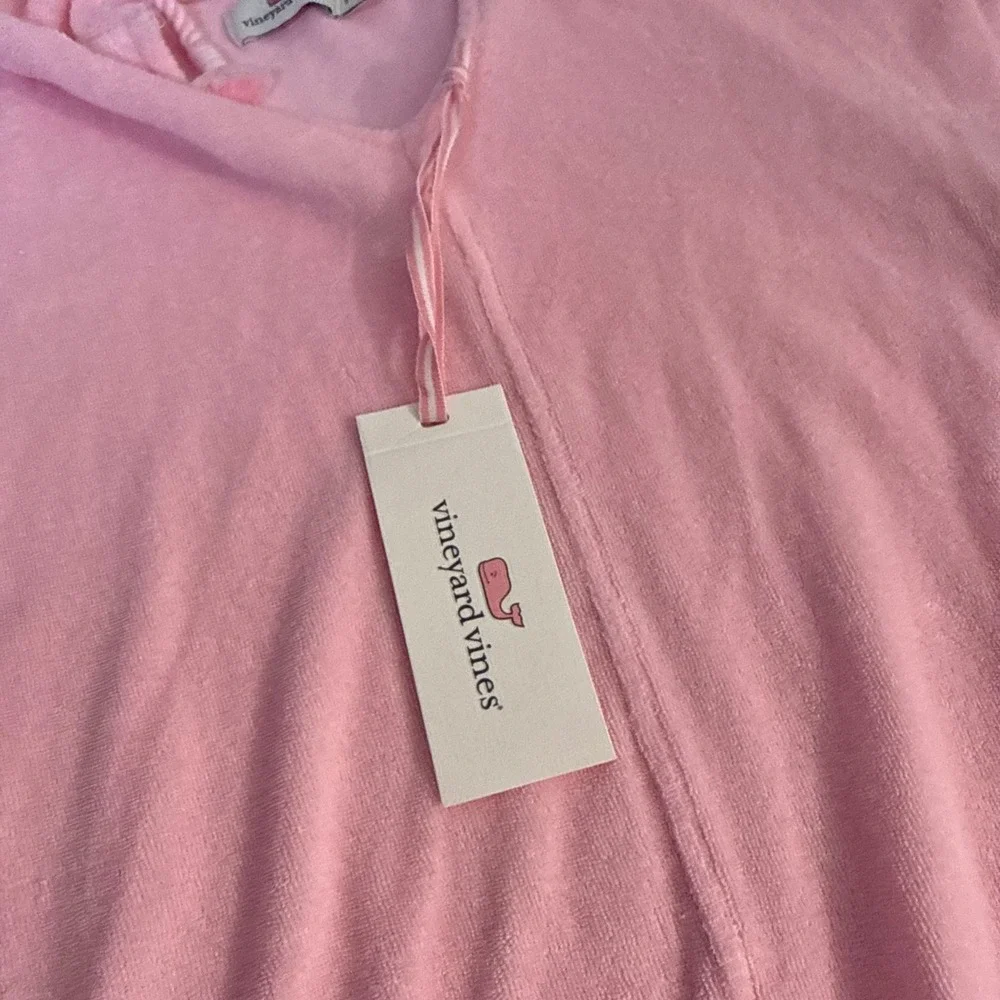 New Vineyard Vines Girl Pink Hooded Cover-Up Terry Cloth Dress Beach Travel L 16